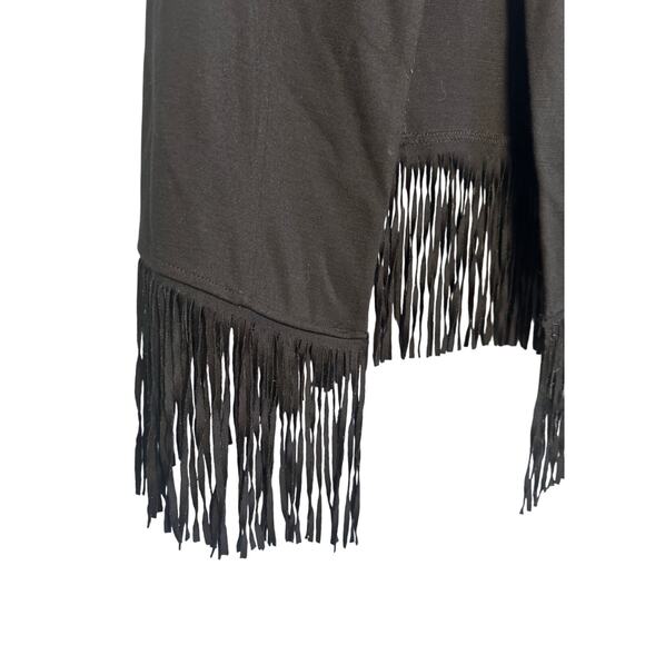 Eight Sixty Black Fringe Vest Size Medium Boho Festival Layering Piece - Picture 2 of 5